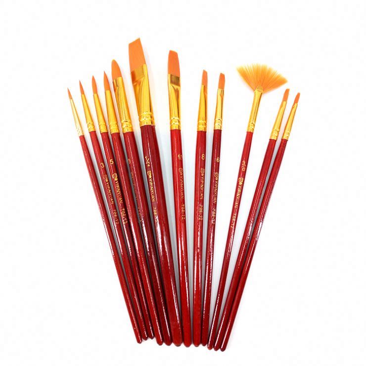 1pc Customization 12 Pcs Set Artist Paint Brushes Different Shape Nylon Hair Painting Art Brush For Watercolor Acrylic Cn;zhe